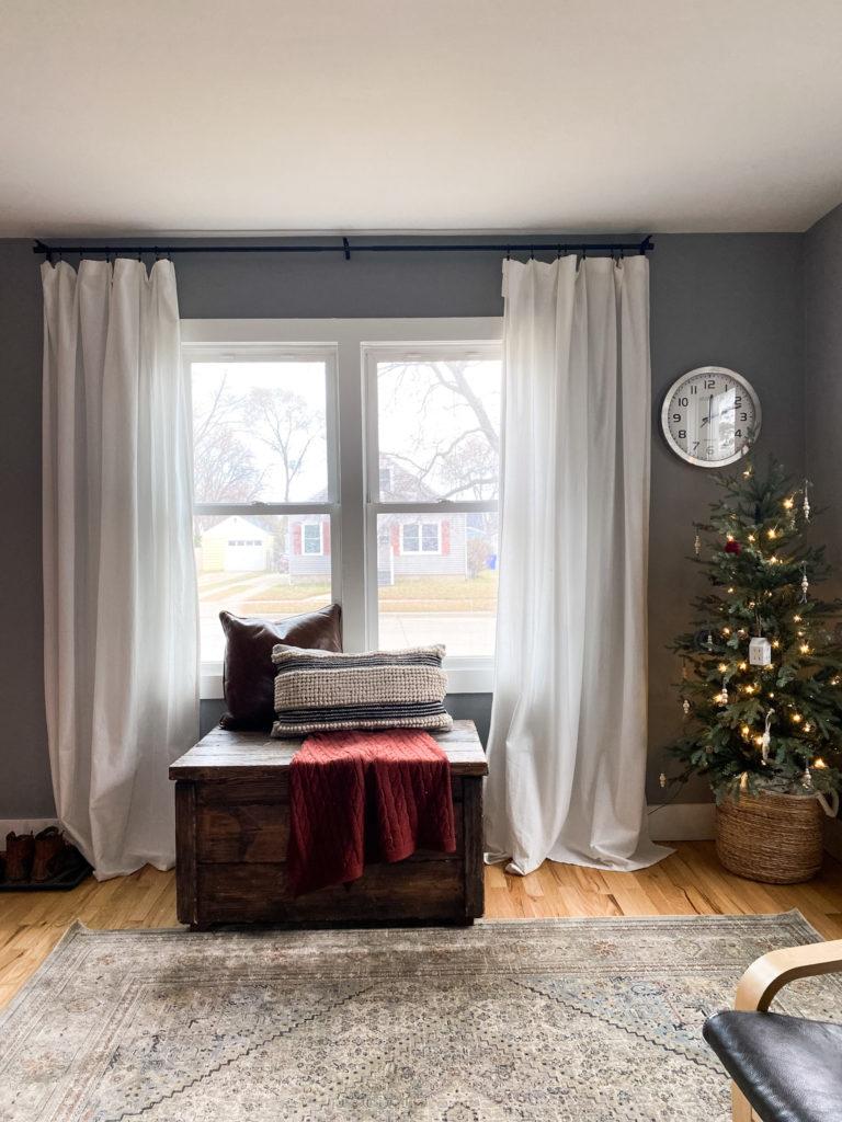 Christmas decor window seat